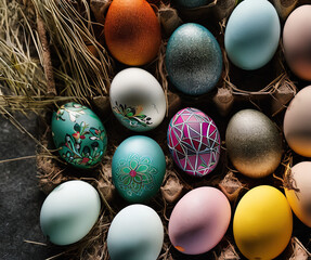 Fototapeta na wymiar photograph of a decorated easter egg, Easter, Christian festivity- AI Generated