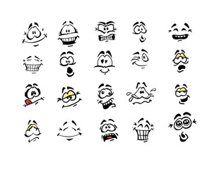 Cartoon Faces Pack of 20 Emotions