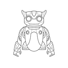 ..illustration in a cartoon Coloring pages Cute Robot android for kids preschool