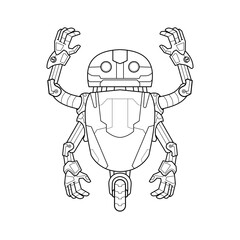..illustration in a cartoon Coloring pages Cute Robot android for kids preschool