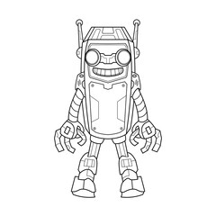 ..illustration in a cartoon Coloring pages Cute Robot android for kids preschool
