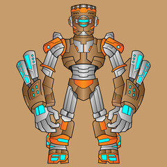 robot characters for kids Robotic character with happy modern technology post and gestures.