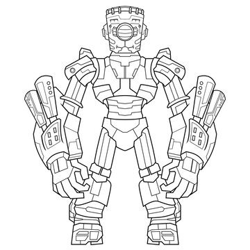 ..illustration in a cartoon Coloring pages Cute Robot android for kids preschool