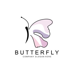 Obraz premium Butterfly Logo Design, Beautiful Flying Animal, Company Brand Icon Illustration, Screen Printing, Salon