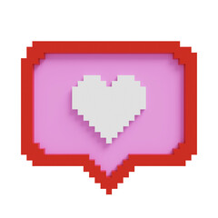 Fototapeta premium White heart with 3D pink bubble like sign. Social networks notification icon.