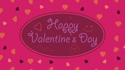 Vector banner design celebrating Valentine's day on the 14th of February. happy Valentine's day 2023 background with geometric shapes, heart shapes and pink and red color pallet.
