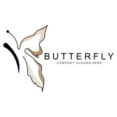 Butterfly Logo Design, Beautiful Flying Animal, Company Brand Icon Illustration, Screen Printing, Salon