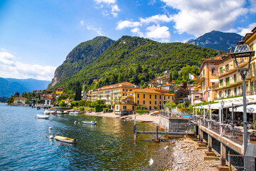 Fototapeta na wymiar Street view of Menaggio town in lake Como, Lombardy, northern Italy