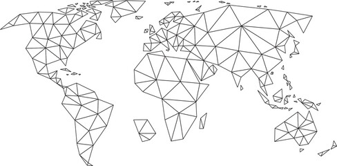 Polygonal world map on transparent background. © tanarch