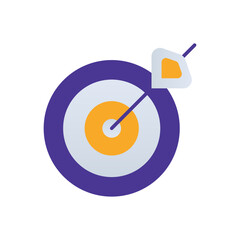 Target business management icon with purple and orange duotone style. Success, strategy, goal, concept, icon, idea, solution. Vector illustration