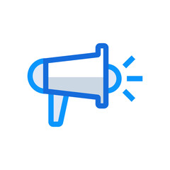 Advertisement business management icon with blue duotone style. Media, internet, marketing, sign , promotion, web, campaign. Vector illustration