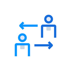 Team Sharing business management icon with blue duotone style. Collaboration, abstract, meeting, connection, internet, marketing, cooperation. Vector illustration