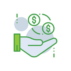Return On Investment business management icon with green duotone style. Savings, bank, interest, back, transfer, coin, fund. Vector illustration