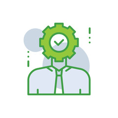Brainstorming business management icon with green duotone style. Think, creativity, development, sign, education, mind, technology. Vector illustration