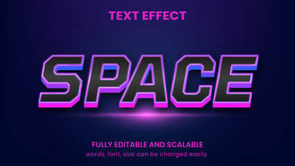 Space Galaxy glowing neon graphic style editable text effect 