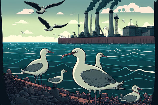 Seagulls and Sludge Pollution in the Baltic Sea. Generative AI