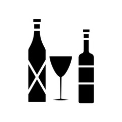 wine glass bottles icon vector template design collections flat trendy