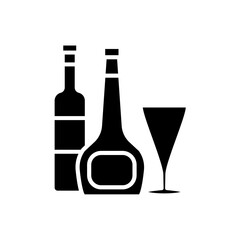 wine glass bottles icon vector template design collections flat trendy