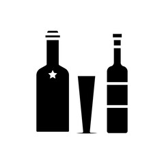 wine glass bottles icon vector template design collections flat trendy