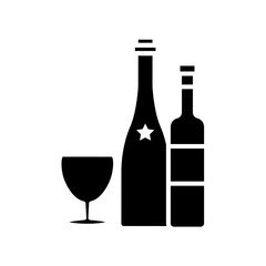 wine glass bottles icon vector template design collections flat trendy
