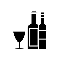wine glass bottles icon vector template design collections flat trendy