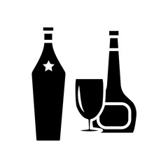 wine glass bottles icon vector template design collections flat trendy