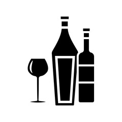 wine glass bottles icon vector template design collections flat trendy
