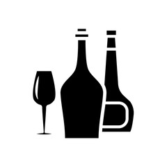 wine glass bottles icon vector template design collections flat trendy