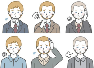 困る白人男性の上半身セット