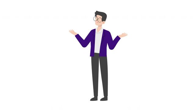 Man Presenting Gesture.Businessman presenting character design.