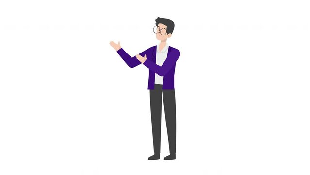Man Presenting Gesture.Businessman presenting character design.