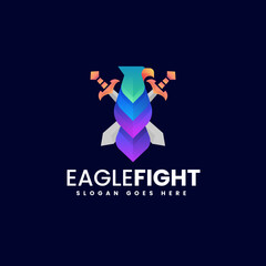 Vector Logo Illustration Eagle Fight Gradient Colorful Style.