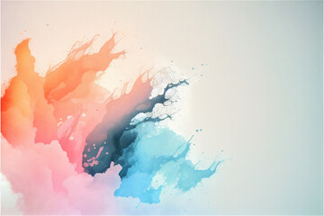 Clean minimal watercolor background with abstract shapes and pastel colors in contrast, paint splash, - Generative AI illustration