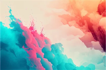  Clean minimal watercolor background with abstract shapes and pastel colors in contrast, paint splash, - Generative AI illustration © Torvim