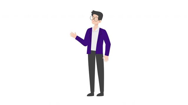 Man Presenting Gesture.Businessman presenting character design.