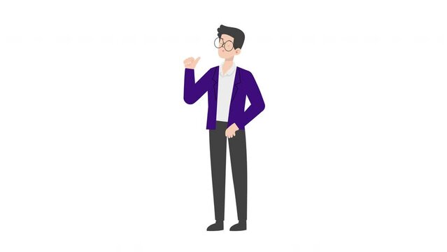 Man Presenting Gesture.Businessman presenting character design.