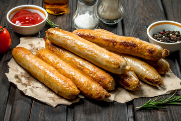 Fragrant grilled sausage with tomato sauce.