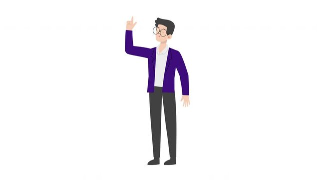 Man Presenting Gesture.Businessman presenting character design.