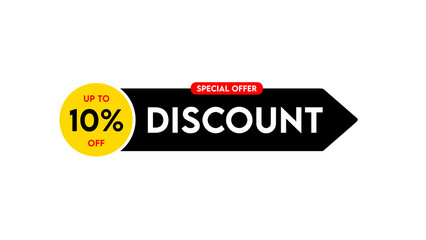 10 Percent discount offer, clearance, promotion banner layout with sticker style.