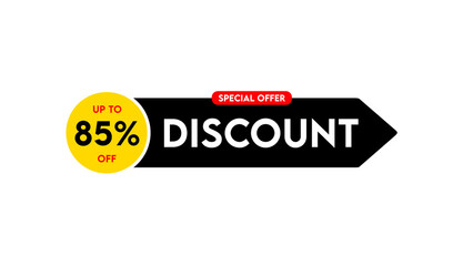 85 Percent discount offer, clearance, promotion banner layout with sticker style.