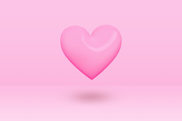 3D pink hearts shape isolated on light pink background. Illustration Realistic 3d heart for for Valentine's Day and wedding card.