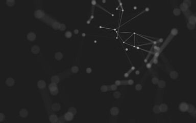 Abstract background. Molecules technology with polygonal shapes, connecting dots and lines. Connection structure. Big data visualization.