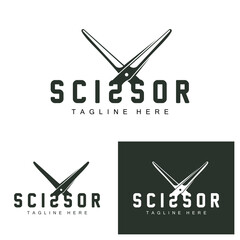 Scissors Logo Design, Barbershop Shaver Vector, Babershop Scissors Brand Illustration