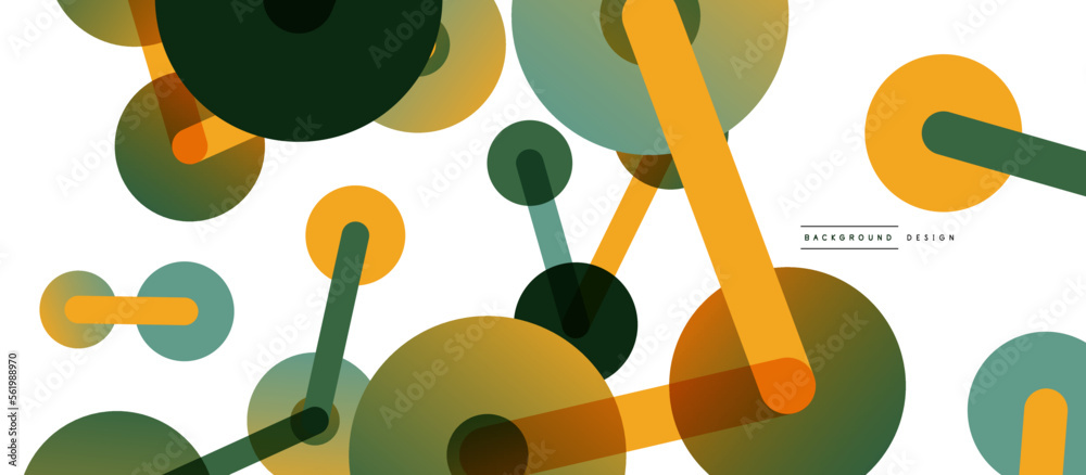 Aufkleber line points connections geometric abstract background. circles connected by lines. trendy techno bus