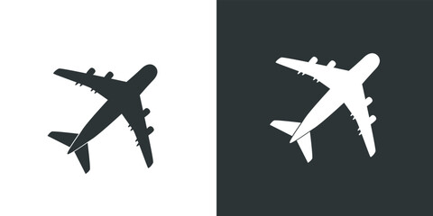 Fototapeta na wymiar Aircraft Icon on Black and White Vector Background