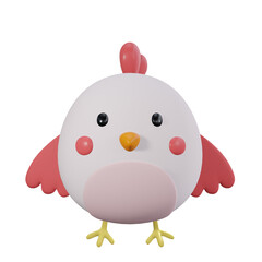 Cute Chicken Cartoon Character. 3D Illustration for kids and children.