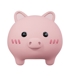 Cute Pink Pig Cartoon Character. 3D Illustration for kids and children.