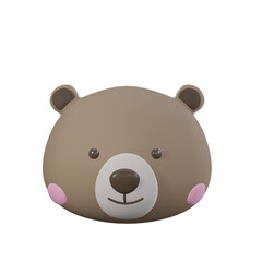 Cute Brown Teddy Bear Cartoon Character. 3D Illustration for kids and children.