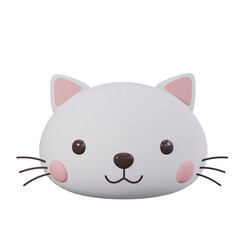 Cute Cat Kitten Cartoon Character. 3D Illustration for kids and children.