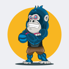 Strong Gorilla Workout vector illustration